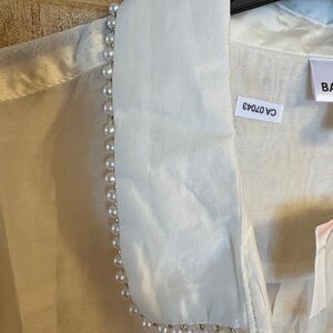 New Bailey 44 Cream Sheer Blouse with beading